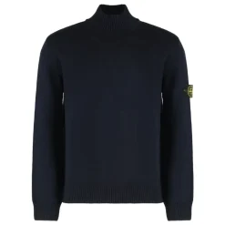 Maglione a Collo Alto con Rifiniture a Costine