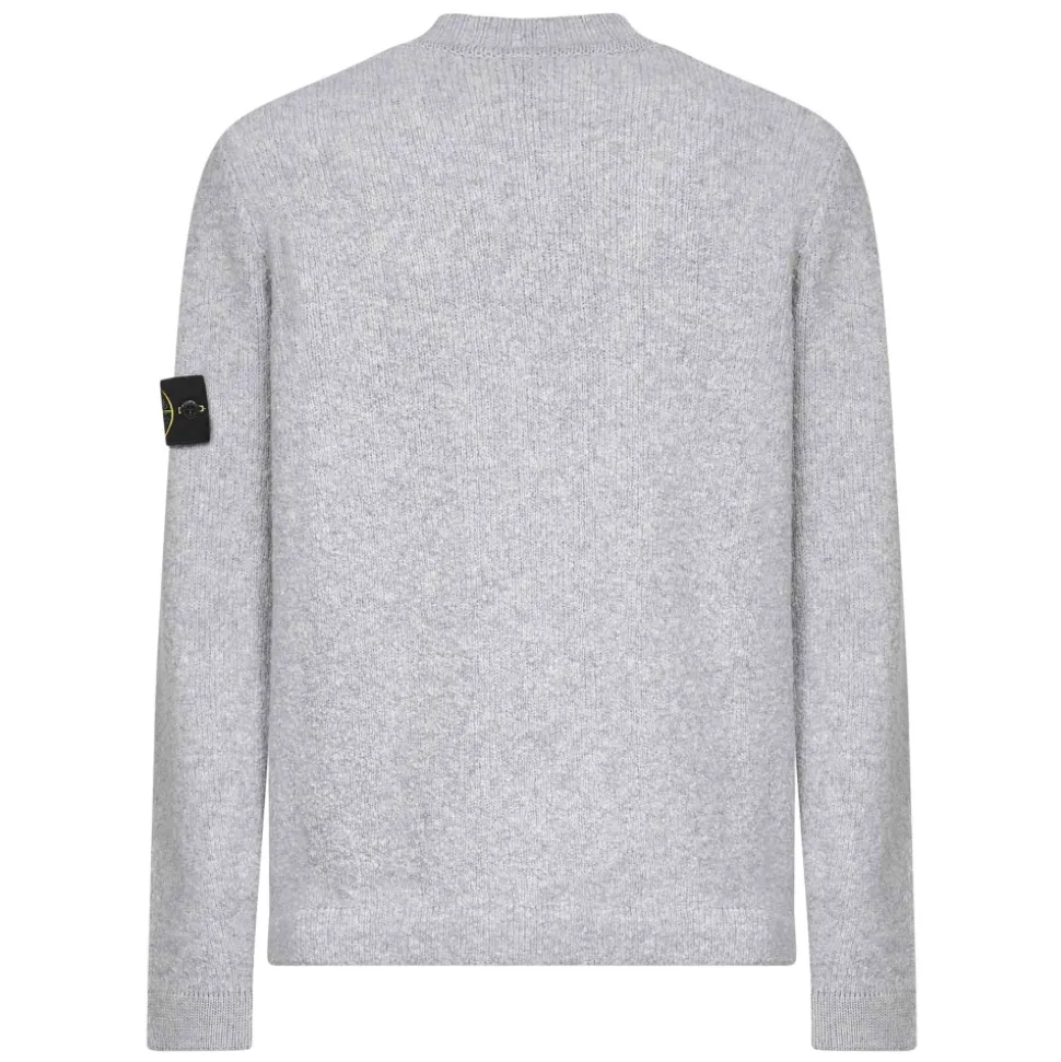Maglione a Girocollo a Coste in Grigio
