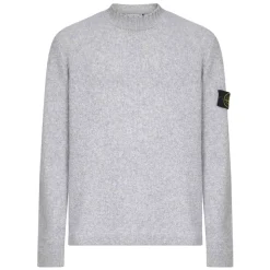 Maglione a Girocollo a Coste in Grigio