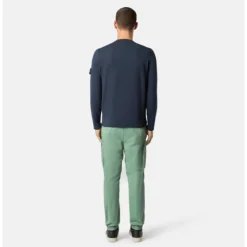Maglione girocollo blu navy in maglia di cotone