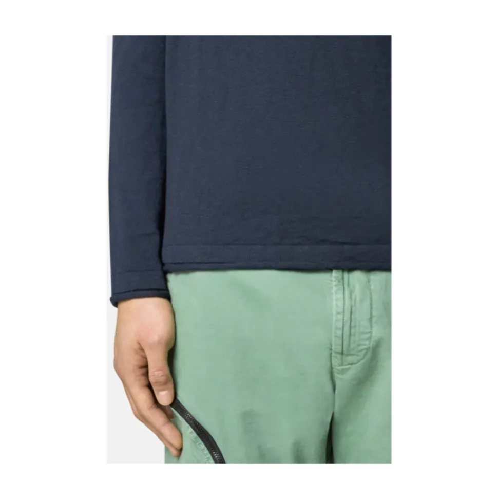 Maglione girocollo blu navy in maglia di cotone
