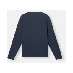 Maglione girocollo blu navy in maglia di cotone