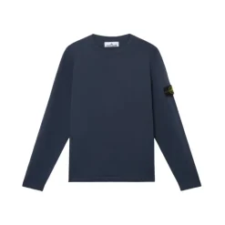 Maglione girocollo blu navy in maglia di cotone