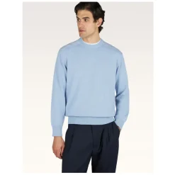 Maglione girocollo in cotone Fresco con dettagli in lino