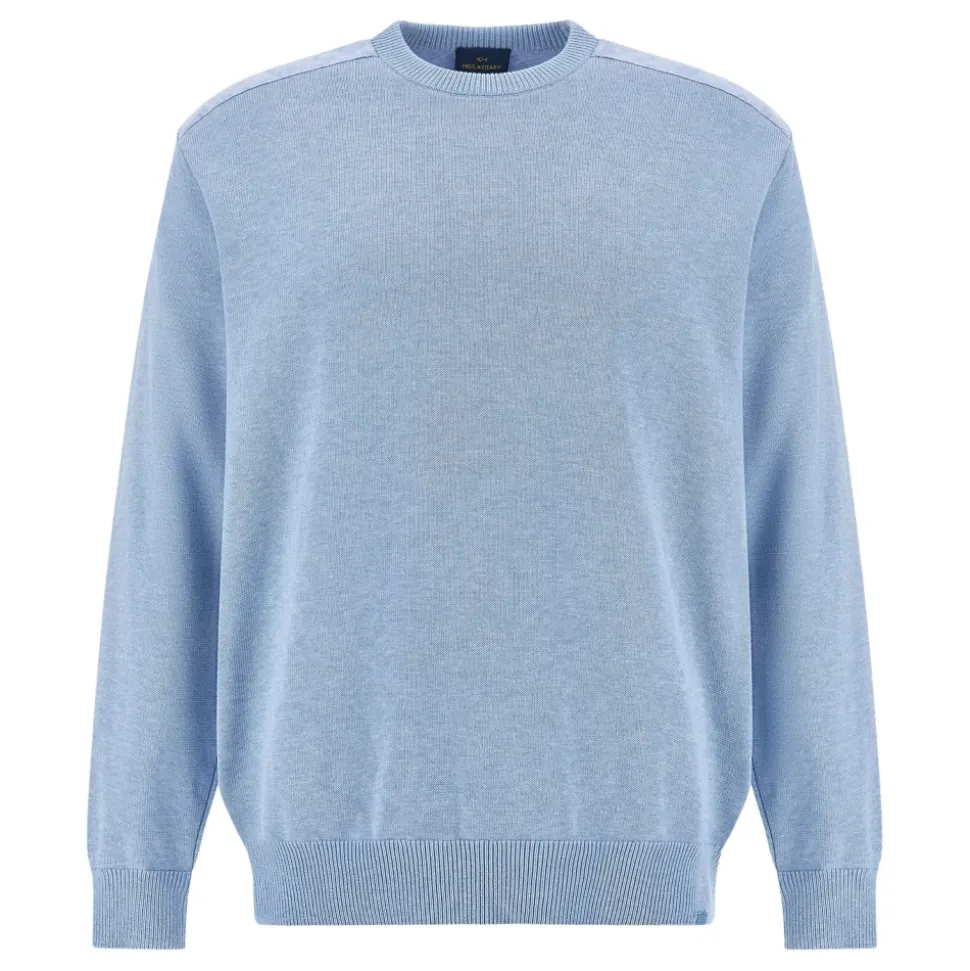 Maglione girocollo in cotone Fresco con dettagli in lino