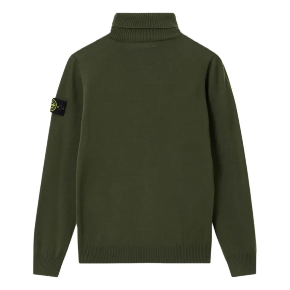 Maglione in Lana con Collo Alto e Patch Logo