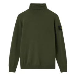 Maglione in Lana con Collo Alto e Patch Logo