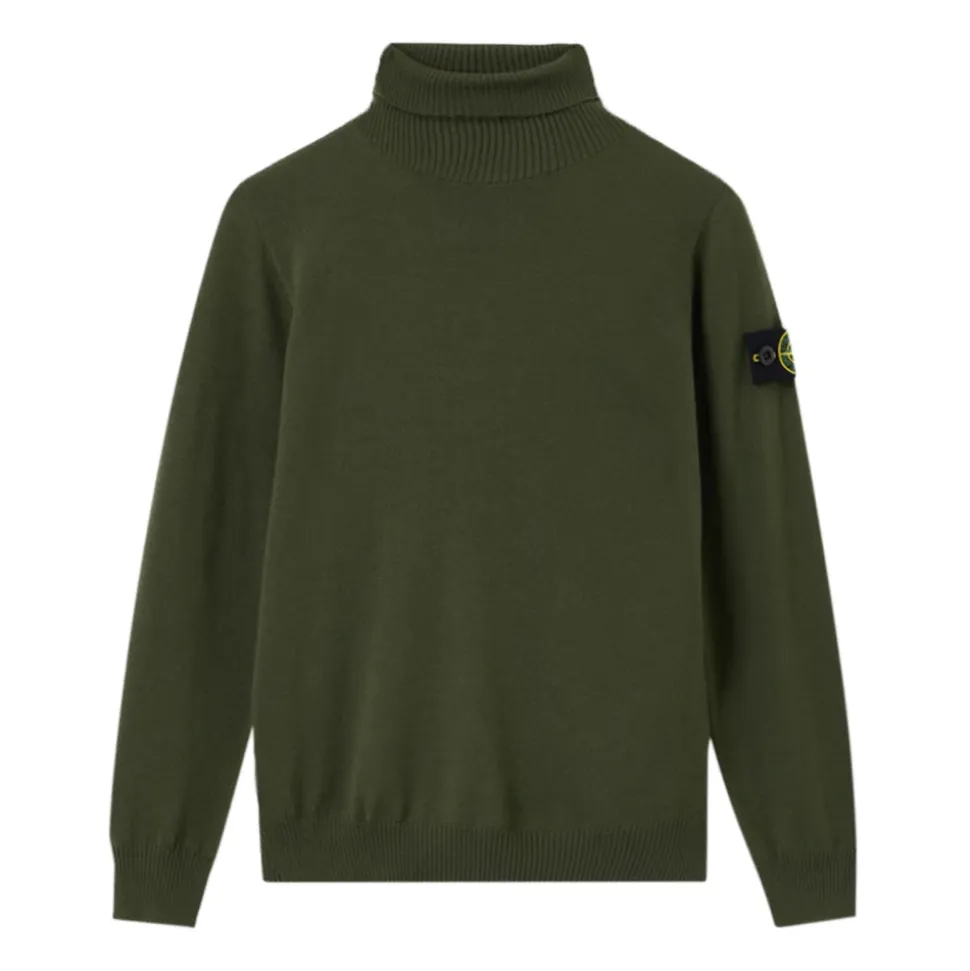 Maglione in Lana con Collo Alto e Patch Logo