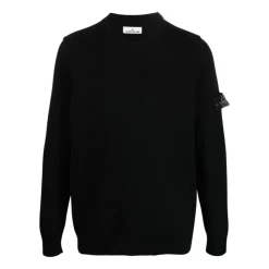 Maglione Nero in Lana Collo Rotondo