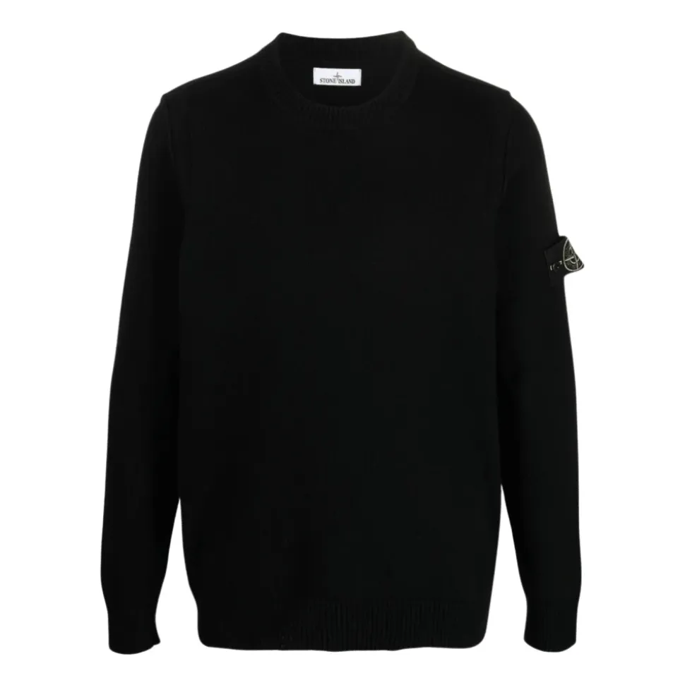 Maglione Nero in Lana Collo Rotondo