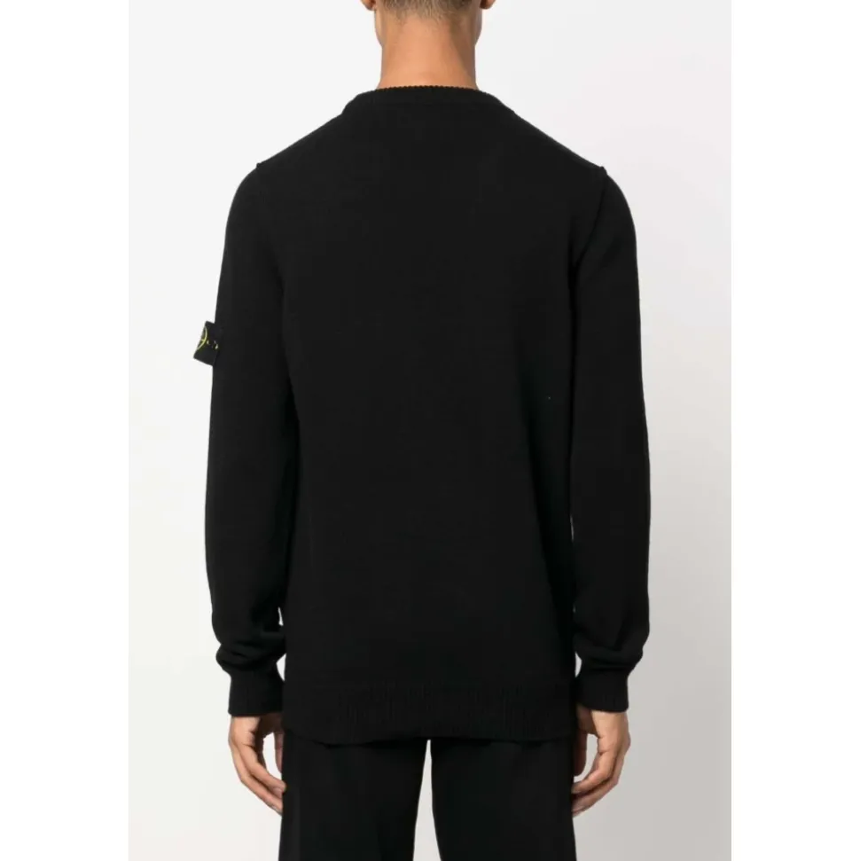 Maglione Nero in Lana Collo Rotondo
