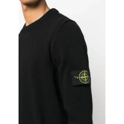 Maglione Nero in Lana Collo Rotondo