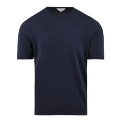 Maglione Rasato a Maniche Corte con Scollo Rotondo