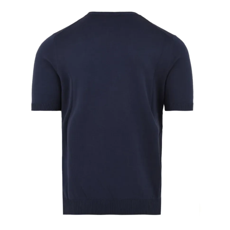 Maglione Rasato a Maniche Corte con Scollo Rotondo