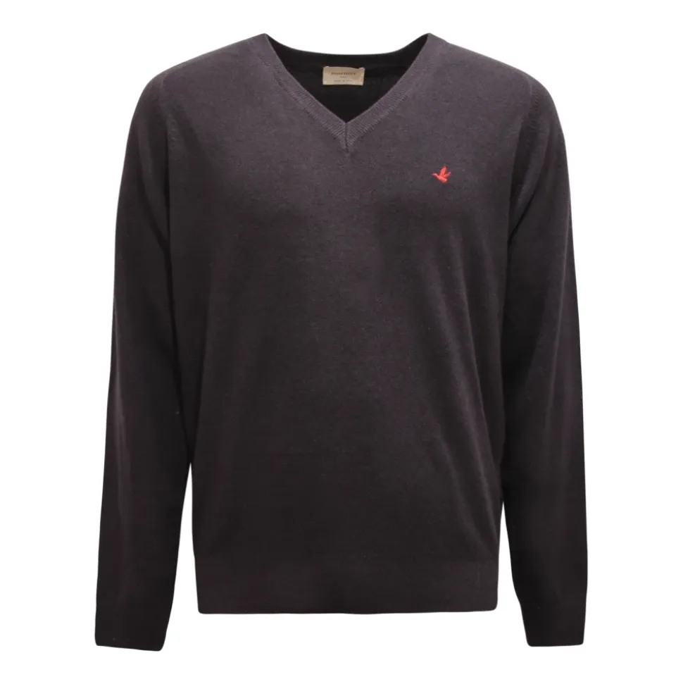 Maglione V-Neck Lana Grigio/Blu