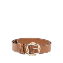 Marrone fibbia argento fori cintura
