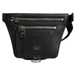 Marsupio in pelle di vitello con placca logo