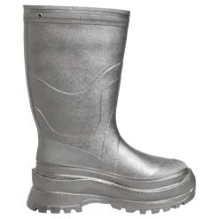 Metallic Silver Pull On Rain Boots