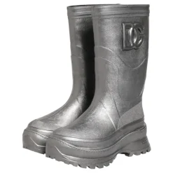 Metallic Silver Pull On Rain Boots