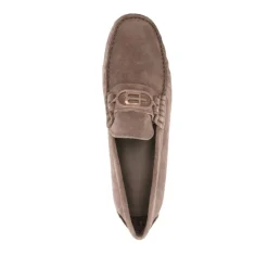 Mocassini eleganti beige in pelle di mucca