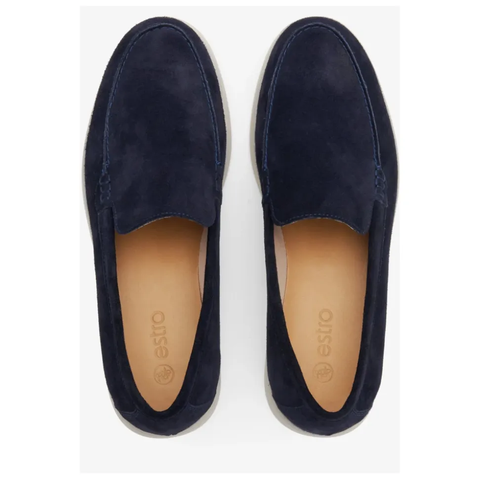 Mocassini in Velour Blu Navy