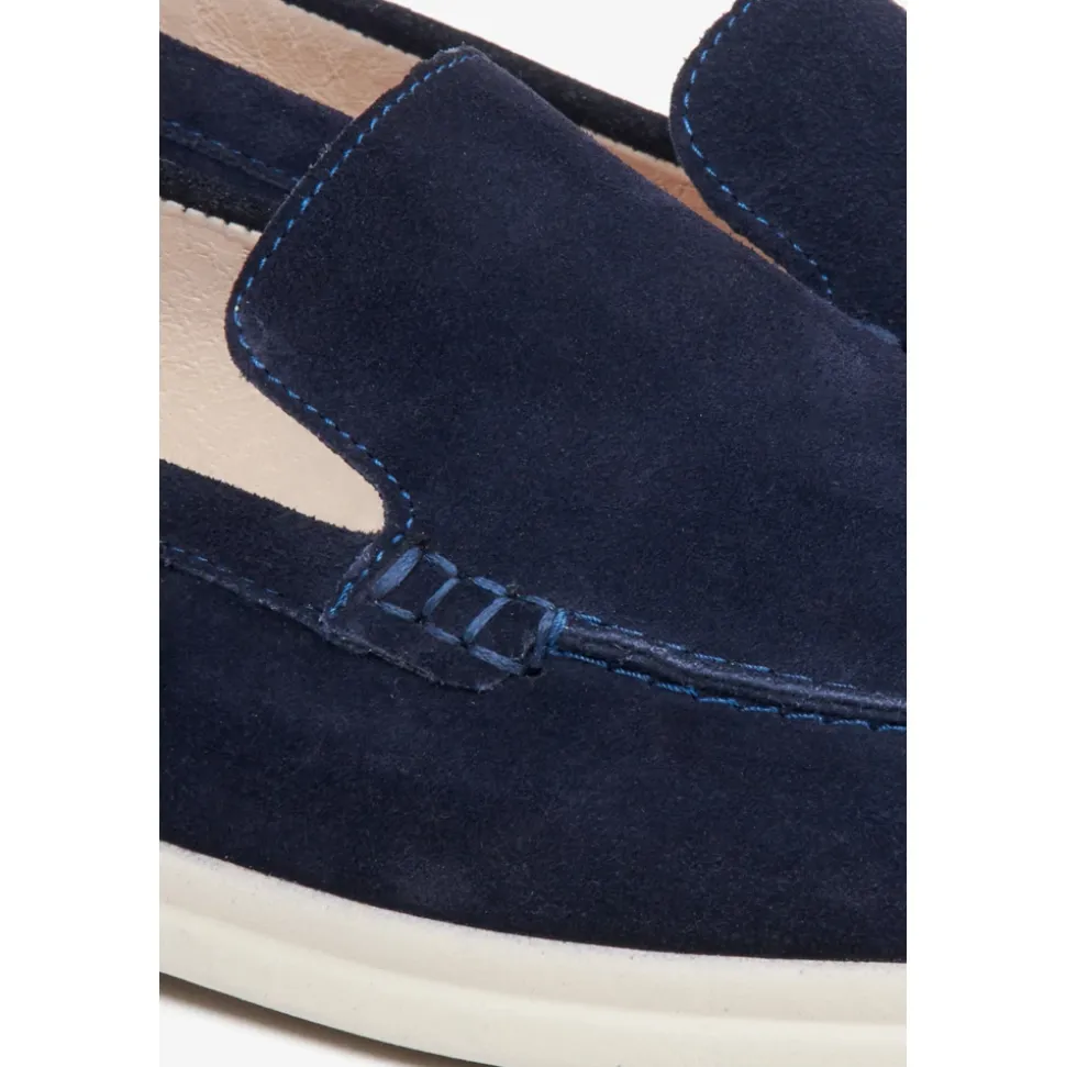 Mocassini in Velour Blu Navy