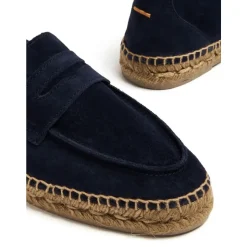 Mocassino in camoscio blu navy con suola in corda