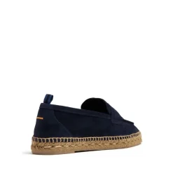 Mocassino in camoscio blu navy con suola in corda