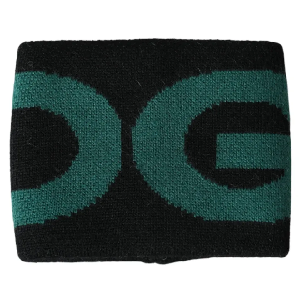 Nero Verde Bracciale in Lana con Logo
