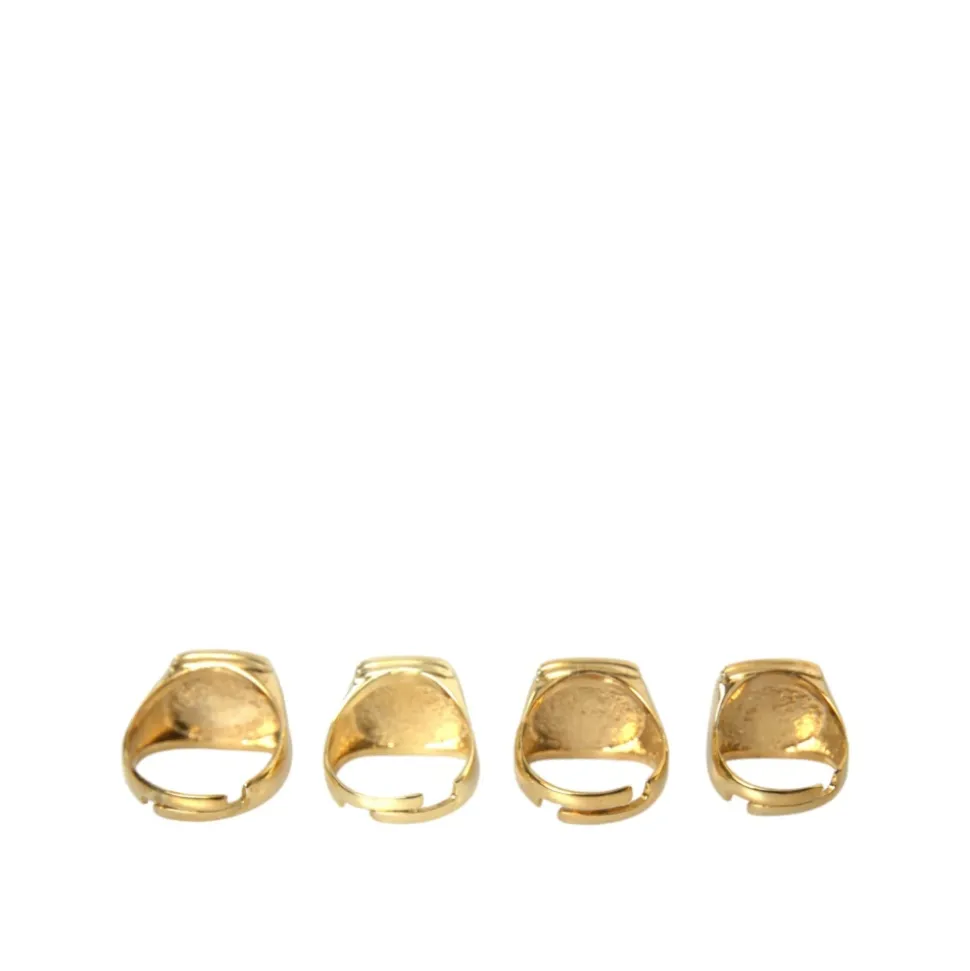 Oro Ottone Smalto Set di 4 Anelli