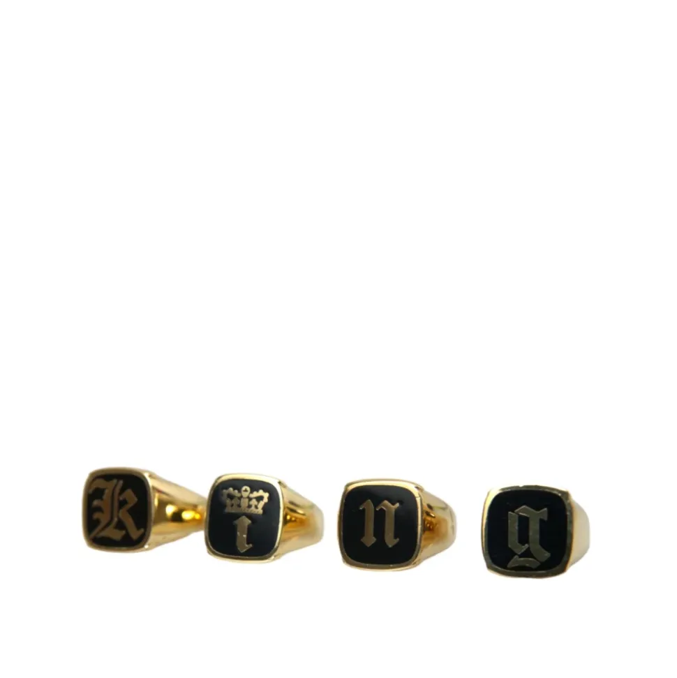 Oro Ottone Smalto Set di 4 Anelli