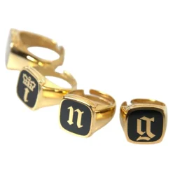 Oro Ottone Smalto Set di 4 Anelli
