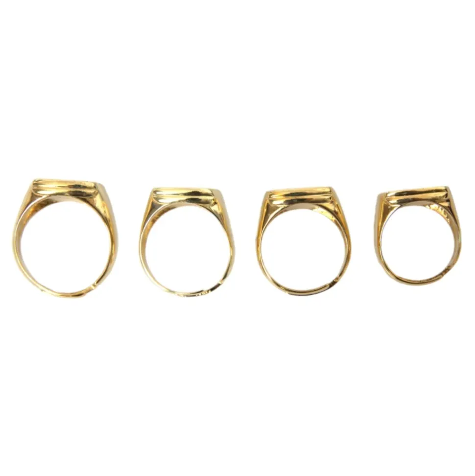 Oro Ottone Smalto Set di 4 Anelli