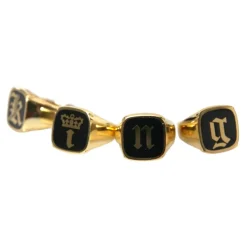 Oro Ottone Smalto Set di 4 Anelli