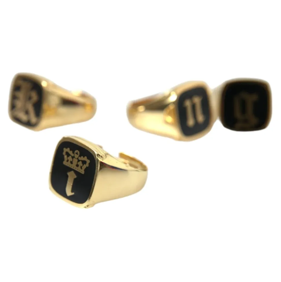 Oro Ottone Smalto Set di 4 Anelli