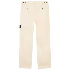 Pantaloni Bianchi con Chiusura a Pressione