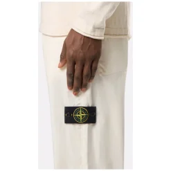 Pantaloni Bianchi con Chiusura a Pressione