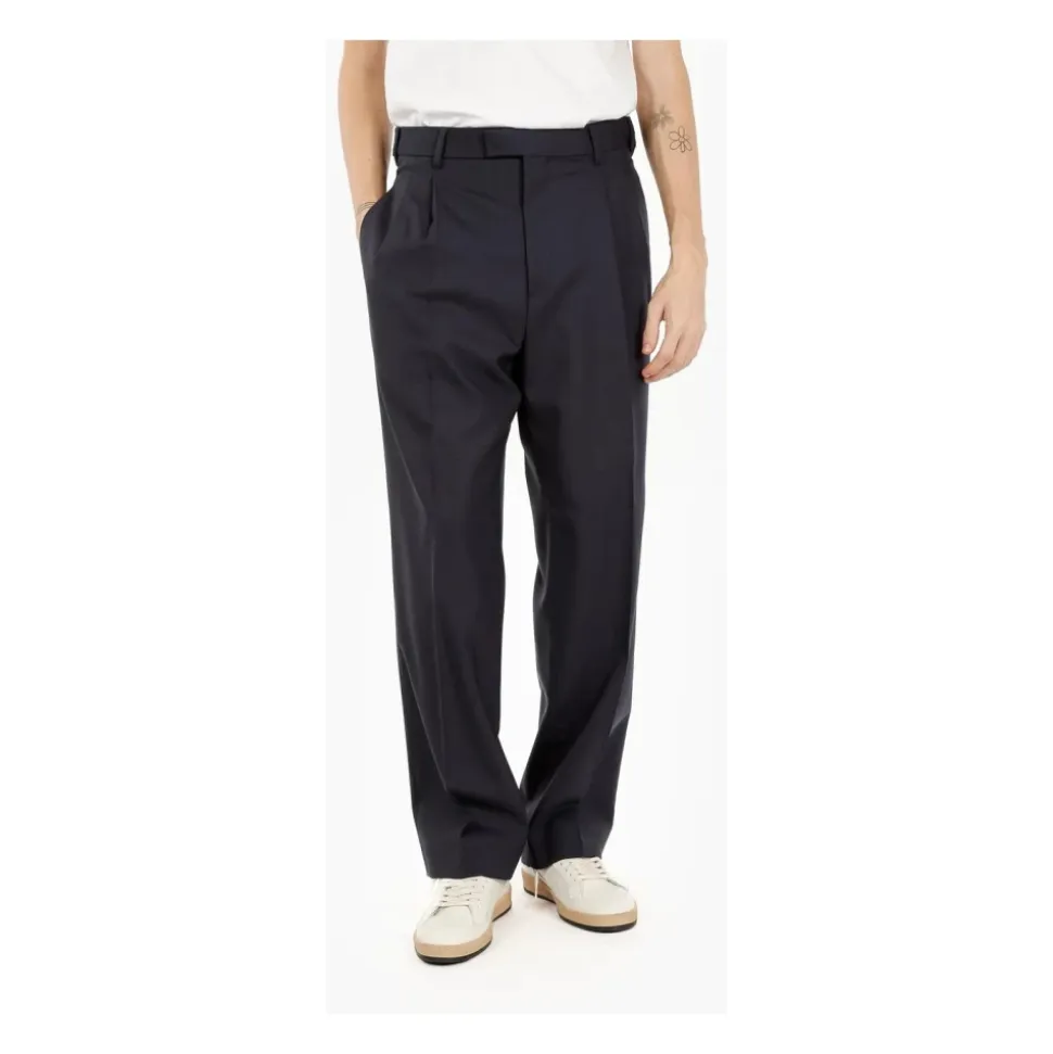 Pantaloni in misto lana a doppio piega