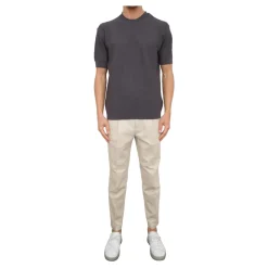 Pantaloni in Tessuto Beige