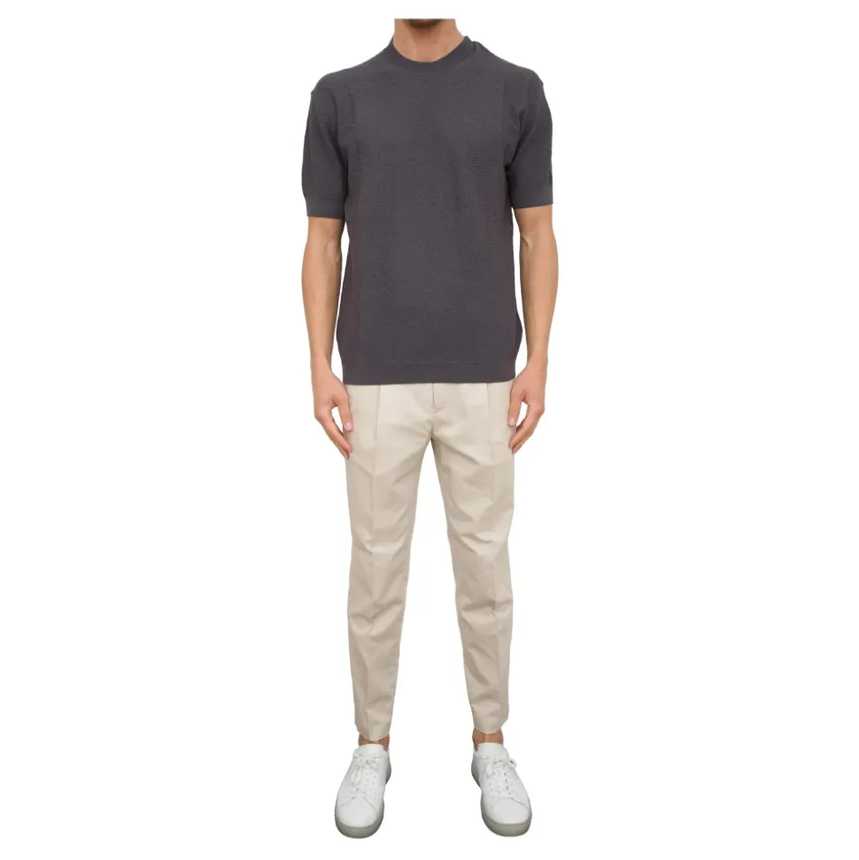 Pantaloni in Tessuto Beige
