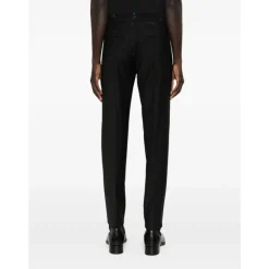 Pantaloni slim fit in lana fresca con strass