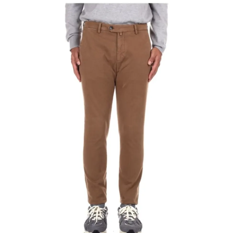 Pantaloni Slim Fit Marroni con Zip