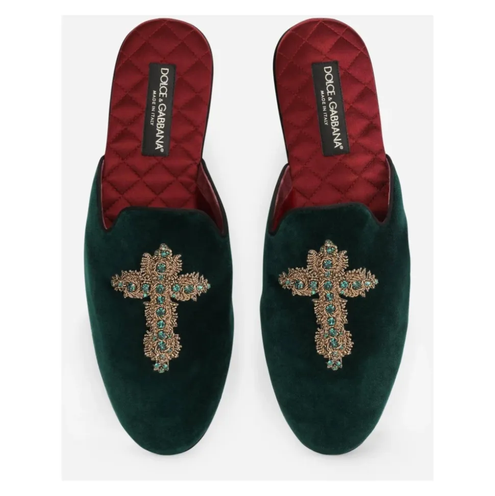 Pantofole Uomo in Velluto Ricamato
