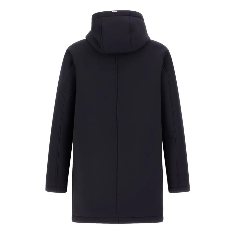 Parka Lungo Blu in Scuba a 3 Strati