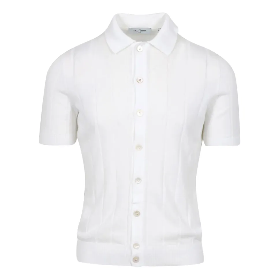Polo in Cotone Bianco a Coste