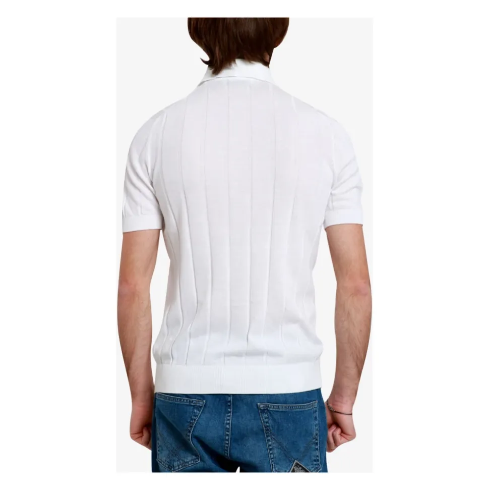 Polo in Cotone Bianco a Coste
