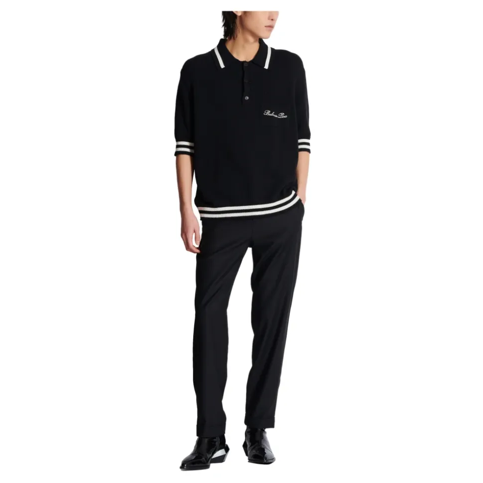 Polo in lana con ricamo Signature