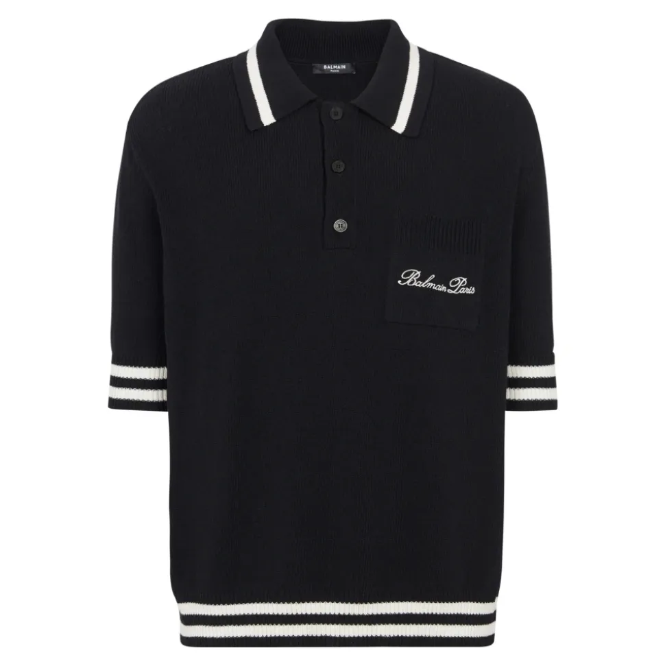 Polo in lana con ricamo Signature