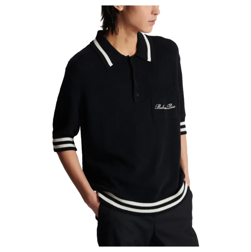 Polo in lana con ricamo Signature