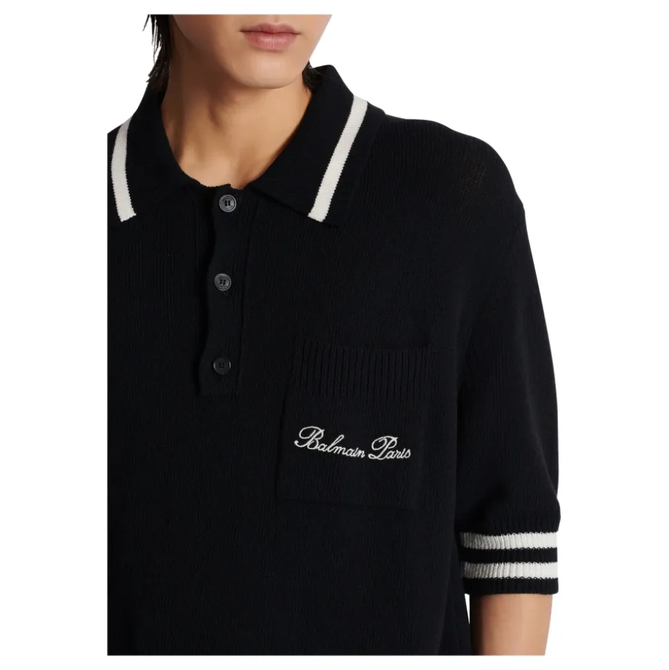Polo in lana con ricamo Signature